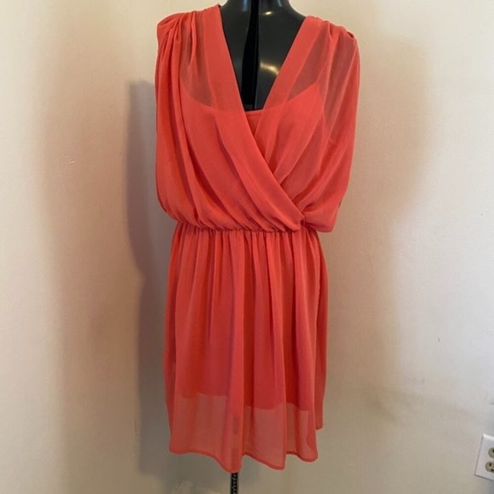 Black Rainn Two Piece Boho Sheer V-Neck Dress Size M